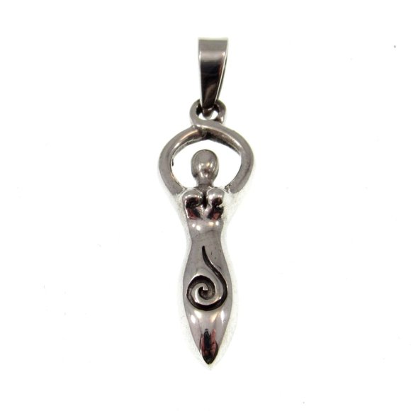 Solid 925 Sterling Silver Spiral Goddess Pendant – Feminine Energy Symbol Charm - Picture 5 of 9
